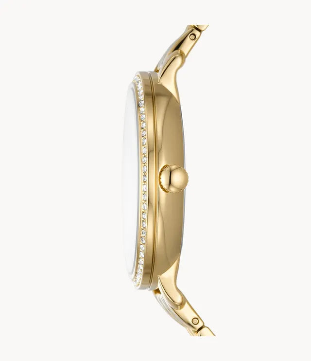 Fossil Virginia White Dial Gold Steel Strap Watch for Women - ES3283 Authentic Buy Shop Now