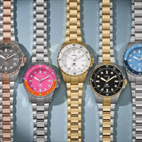 Fossil Blue Dive Three Hand Green Dial Rose Gold Steel Strap Watch For Women - ES5371