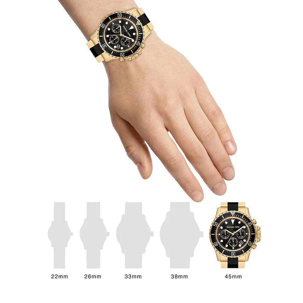 Michael Kors Everest Chronograph Black Dial Two Tone Steel Strap Watch For Men - MK8979 Authentic Buy Shop Now