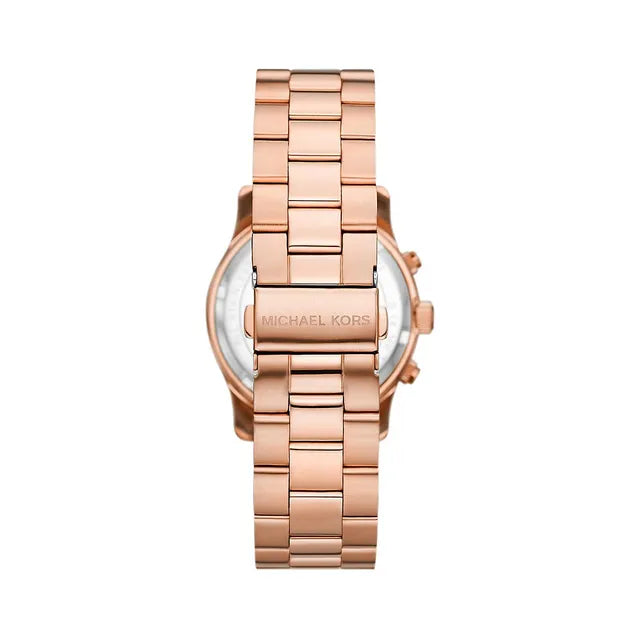 Michael Kors Lexington Chronograph Grey Dial Rose Gold Steel Strap Watch For Women - MK7217 Authentic Buy Shop Now