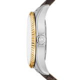 Michael Kors Lexington Silver Dial Brown Leather Strap Watch For Women - MK4745 Authentic Buy Shop Now