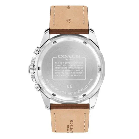 Coach Kent Chronograph Blue Dial Brown Leather Strap Watch for Men - 14602560 Authentic Buy Shop Now