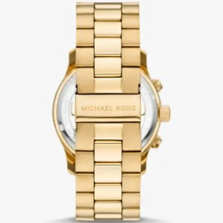 Michael Kors Slim Runway Three-Hand Gold Dial Gold Steel Strap Watch for Women - MK9122 Authentic Buy Shop Now