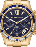 Michael Kors Everest Chronograph Blue Dial Gold Steel Strap Watch For Women - MK6971 Authentic Buy Shop Now