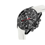 Hugo Boss Admiral Chronograph Black Dial White Rubber Strap Watch for Men - 1513966 Authentic Buy Shop Now