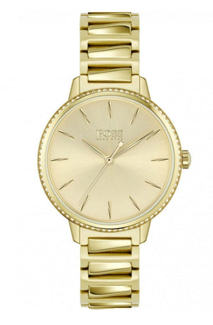 Hugo Boss Signature Gold Dial Gold Steel Strap Watch for Women - 1502541 Authentic Buy Shop Now