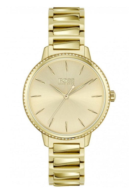 Hugo Boss Signature Gold Dial Gold Steel Strap Watch for Women - 1502541 Authentic Buy Shop Now