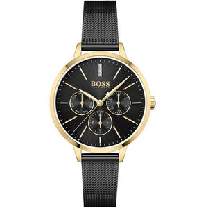 Hugo Boss Symphony Black Dial Black Mesh Bracelet Watch for Women - 1502601 Authentic Buy Shop Now