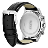 Hugo Boss Aeroliner Chronograph Quartz Black Dial Black Leather Strap Watch For Men - HB1512448 Authentic Buy Shop Now