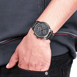 Hugo Boss Blackout Chronograph Black Dial Black Leather Strap Watch For Men - HB1512567 Authentic Buy Shop Now