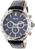Hugo Boss Ikon Blue Dial Black Leather Strap Watch for Men - 1513176 Authentic Buy Shop Now