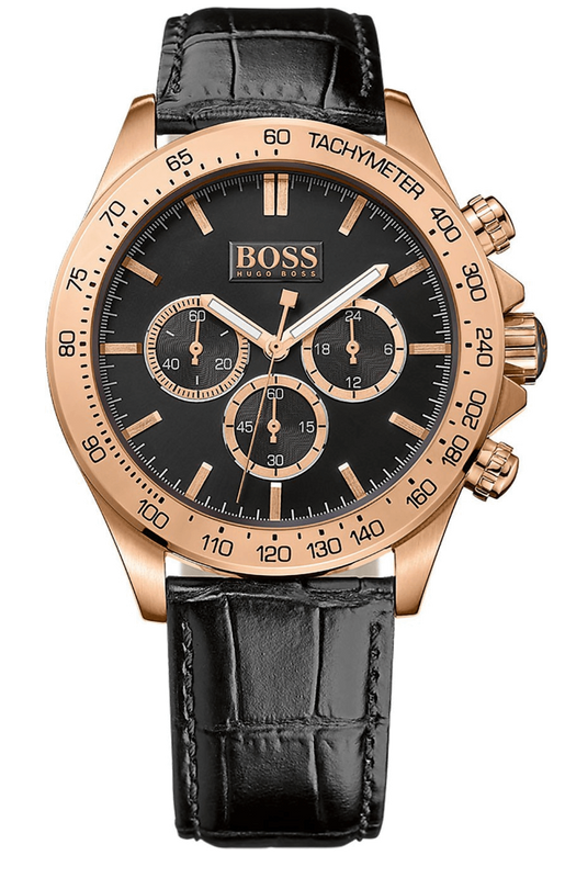 Hugo Boss Ikon Black Dial Black Leather Strap Watch for Men - 1513179 Authentic Buy Shop Now