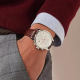 Hugo Boss Jet White Dial Brown Leather Strap Watch for Men - 1513280 Authentic Buy Shop Now