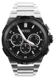 Hugo Boss Supernova Chronograph Black Dial Silver Steel Strap Watch for Men - 1513359 Authentic Buy Shop Now