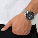Hugo Boss Rafale Chronograph Black Dial Silver Steel Strap Watch for Men - 1513509 Authentic Buy Shop Now