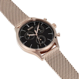 Hugo Boss Companion Chronograph Black Dial Rose Gold Steel Strap Watch For Men - 1513548 Authentic Buy Shop Now