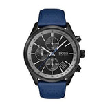Hugo Boss Grand Prix Chronograph Black Dial Blue Leather Strap Watch for Men - 1513563 Authentic Buy Shop Now
