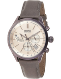 Hugo Boss Grand Prix Silver Dial Grey Leather Strap Watch for Men - 1513603 Authentic Buy Shop Now