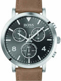 Hugo Boss Spirit Grey Dial Brown Leather Strap Watch for Men - 1513691 Authentic Buy Shop Now