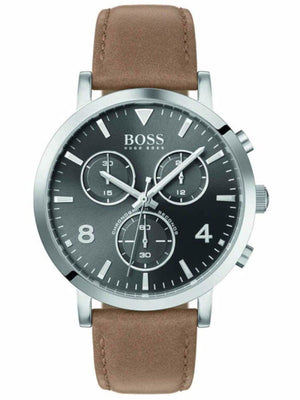Hugo Boss Spirit Grey Dial Brown Leather Strap Watch for Men - 1513691 Authentic Buy Shop Now