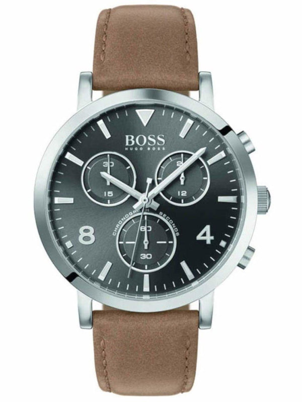 Hugo Boss Spirit Grey Dial Brown Leather Strap Watch for Men - 1513691 Authentic Buy Shop Now