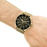 Hugo Boss Admiral Chronograph Black Dial Gold Mesh Bracelet Watch for Men - 1513906 Authentic Buy Shop Now