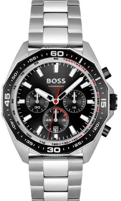 Hugo Boss Intensity Chronograph Black Dial Silver Steel Strap Watch For Men - 1513680 Authentic Buy Shop Now
