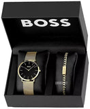 Hugo Boss Horizon Quartz Black Dial Gold Mesh Bracelet Watch For Men - HB1513735 Authentic Buy Shop Now