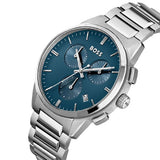 Hugo Boss Dapper Chronograph Blue Dial Silver Steel Strap Watch For Men - 1513927 Authentic Buy Shop Now