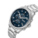 Hugo Boss View Chronograph Blue Dial Silver Steel Strap Watch For Men - 1513989 Authentic Buy Shop Now