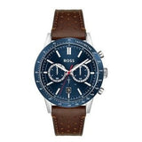 Hugo Boss Allure Blue Dial Brown Leather Strap Watch for Men - 1513921 Authentic Buy Shop Now