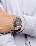 Hugo Boss Companion Chronograph Black Dial Rose Gold Steel Strap Watch For Men - 1513548 Authentic Buy Shop Now