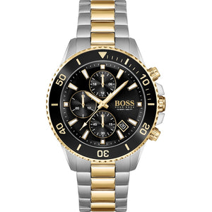 Hugo Boss Admiral Black Dial Two Tone Steel Strap Watch for Men - 1513908 Authentic Buy Shop Now