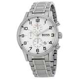 Hugo Boss Aeroliner Chronograph White Dial Silver Steel Strap Watch for Men - 1513182 Authentic Buy Shop Now
