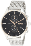 Hugo Boss Associate Black Dial Silver Mesh Bracelet Watch for Men - 1513805 Authentic Buy Shop Now