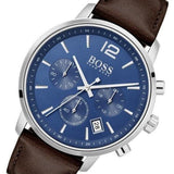 Hugo Boss Attitude Blue Dial Brown Leather Strap Watch for Men - 1513606 Authentic Buy Shop Now