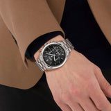 Hugo Boss View Chronograph Black Dial Silver Steel Strap Watch For Men - 1514008 Authentic Buy Shop Now