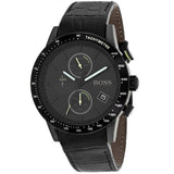 Hugo Boss Rafale Chronograph Black Dial Black Leather Strap Watch For Men - 1513389 Authentic Buy Shop Now
