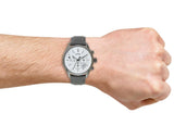 Hugo Boss Grand Prix White Dial Grey Leather Strap Watch for Men - 1513633 Authentic Buy Shop Now
