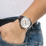 Hugo Boss Driver Chronograph Silver Dial Brown Leather Strap Watch For Men - 1512881 Authentic Buy Shop Now