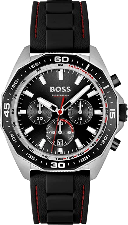 Hugo Boss Energy Chronograph Black Dial Black Silicon Strap Watch For Men - 1513969 Authentic Buy Shop Now