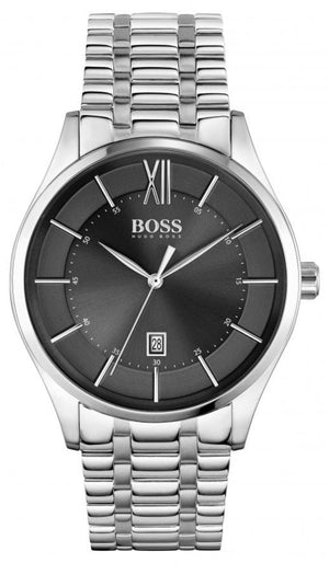 Hugo Boss Governer Black Dial Silver Steel Strap Watch for Men - 1513488 Authentic Buy Shop Now