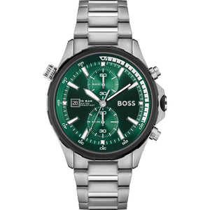 Hugo Boss Globetrotter Green Dial Silver Steel Strap Watch for Men - 1513930 Authentic Buy Shop Now