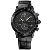 Hugo Boss Rafale Chronograph Black Dial Black Leather Strap Watch For Men - 1513389 Authentic Buy Shop Now