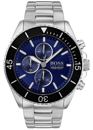 Hugo Boss Ocean Edition Chronograph Blue Dial Silver Steel Strap Watch for Men - 1513704 Authentic Buy Shop Now