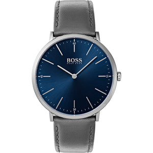 Hugo Boss Horizon Blue Dial Grey Leather Strap Watch for Men - 1513539 Authentic Buy Shop Now