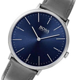 Hugo Boss Horizon Blue Dial Grey Leather Strap Watch for Men - 1513539 Authentic Buy Shop Now