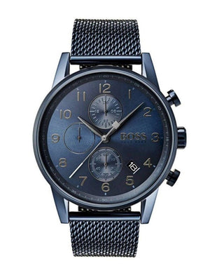 Hugo Boss Navigator Chronograph Blue Dial Blue Mesh Bracelet Watch for Men - 1513538 Authentic Buy Shop Now