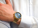 Hugo Boss Associate Blue Dial Gold Steel Strap Watch for Men - 1513841 Authentic Buy Shop Now