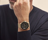 Hugo Boss Admiral Chronograph Black Dial Gold Mesh Bracelet Watch for Men - 1513906 Authentic Buy Shop Now